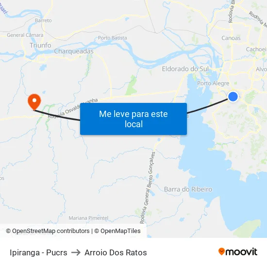 Ipiranga - Pucrs to Arroio Dos Ratos map