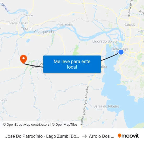 José Do Patrocínio - Lago Zumbi Dos Palmares to Arroio Dos Ratos map