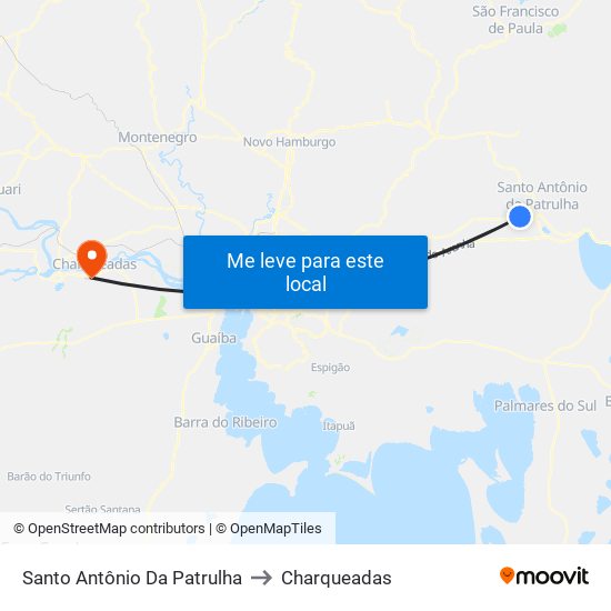 Santo Antônio Da Patrulha to Charqueadas map