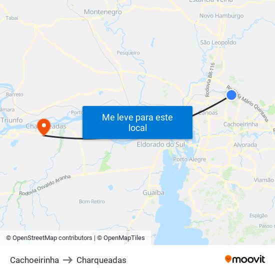Cachoeirinha to Charqueadas map