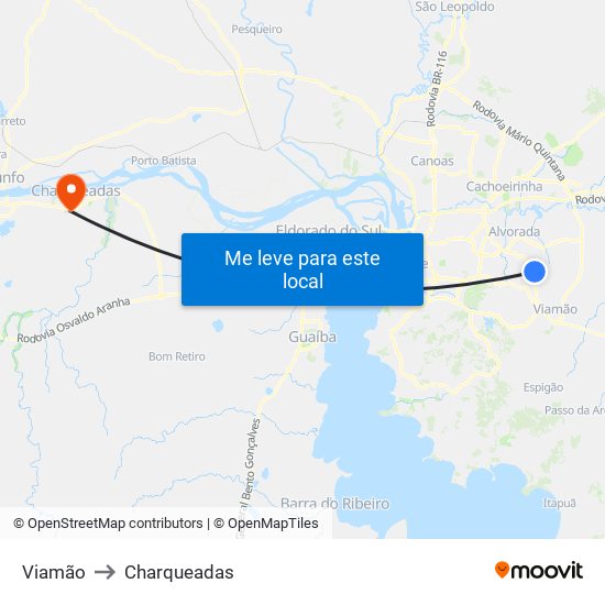 Viamão to Charqueadas map