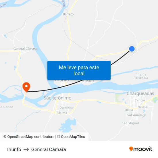 Triunfo to General Câmara map