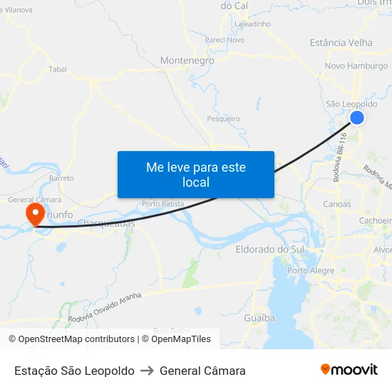Estação São Leopoldo to General Câmara map