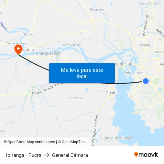 Ipiranga - Pucrs to General Câmara map