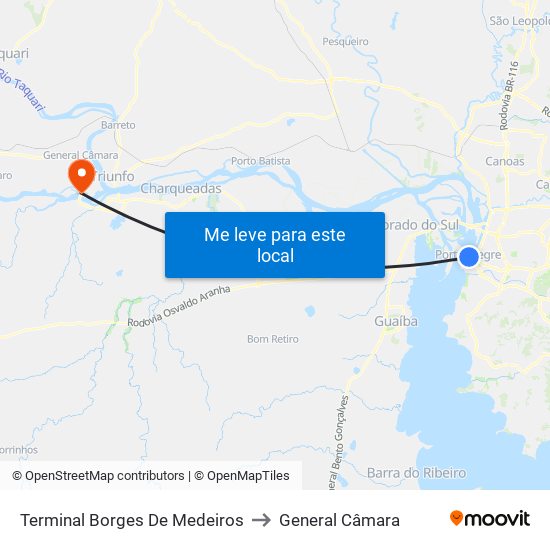 Terminal Borges De Medeiros to General Câmara map