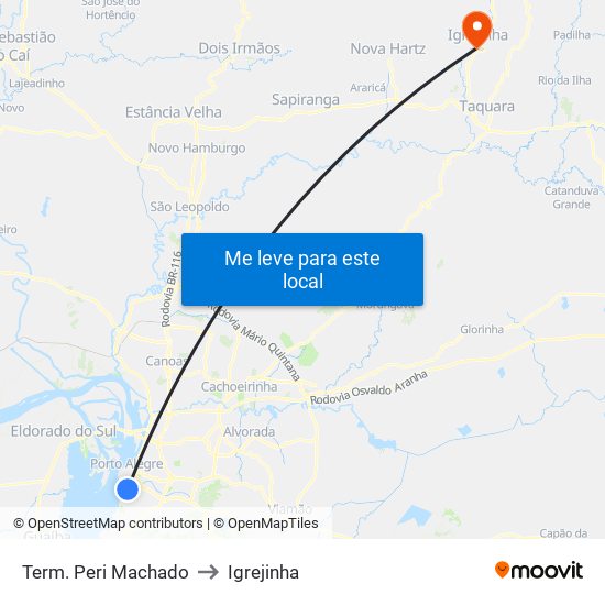 Term. Peri Machado to Igrejinha map