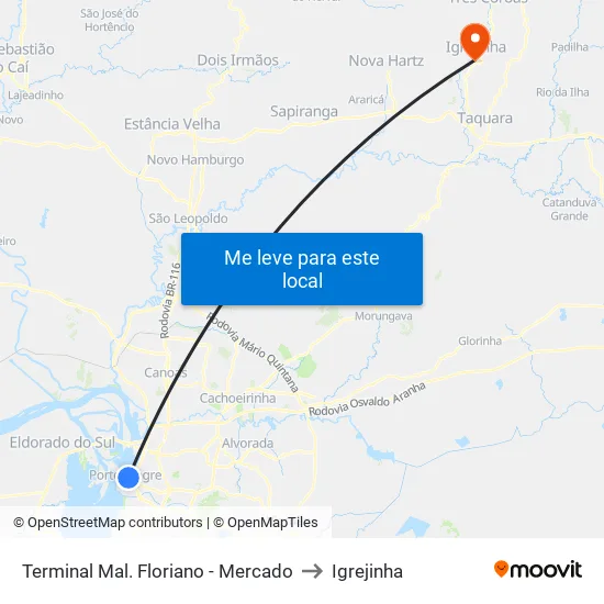 Terminal Mal. Floriano - Mercado to Igrejinha map