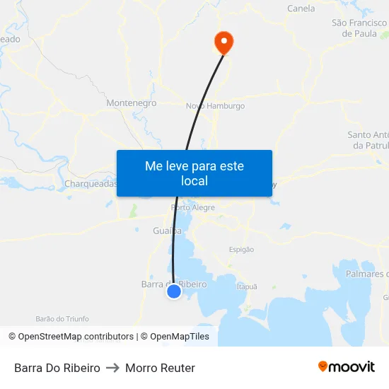 Barra Do Ribeiro to Morro Reuter map