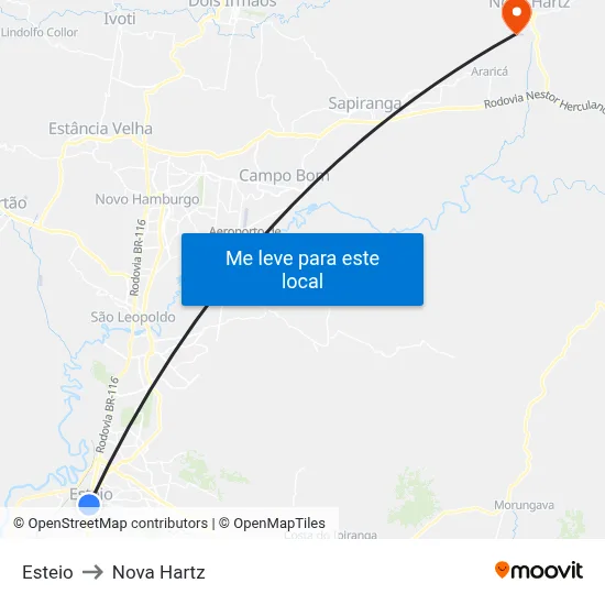 Esteio to Nova Hartz map