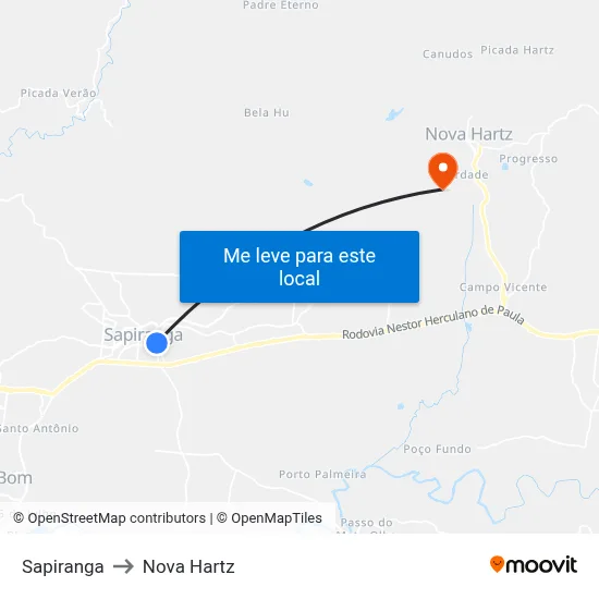 Sapiranga to Nova Hartz map