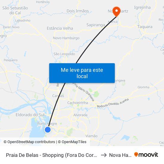 Praia De Belas - Shopping (Fora Do Corredor) to Nova Hartz map