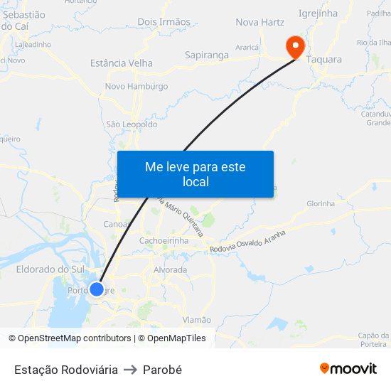 Estação Rodoviária to Parobé map