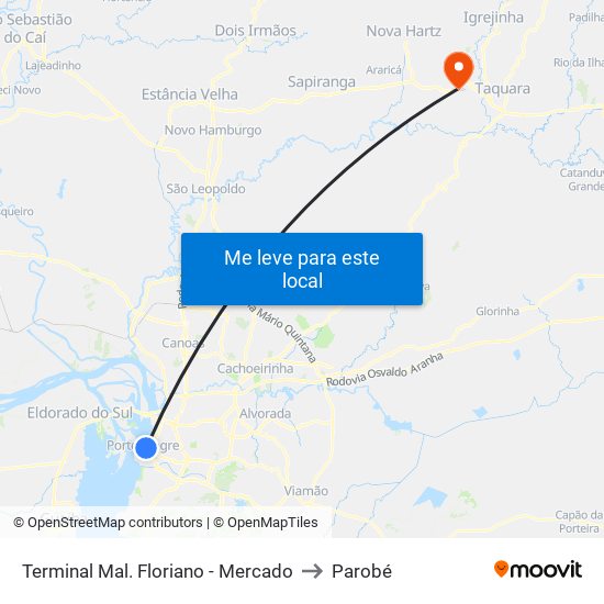 Terminal Mal. Floriano - Mercado to Parobé map