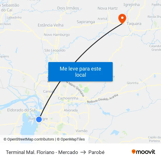 Terminal Mal. Floriano - Mercado to Parobé map
