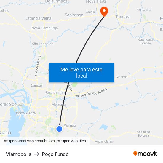 Viamopolis to Poço Fundo map