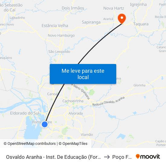 Osvaldo Aranha - Inst. De Educação (Fora Do Corredor) to Poço Fundo map
