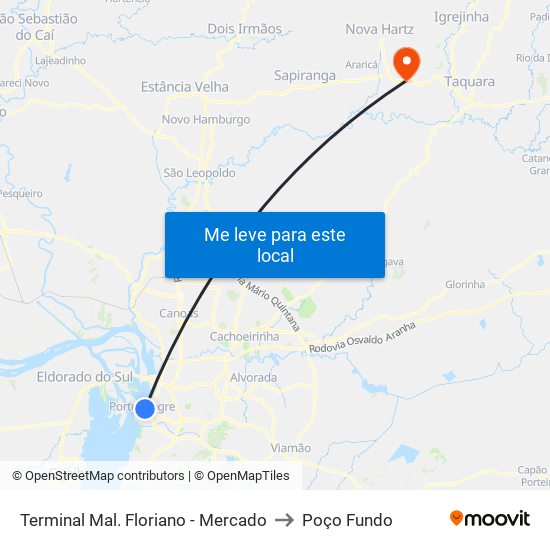 Terminal Mal. Floriano - Mercado to Poço Fundo map