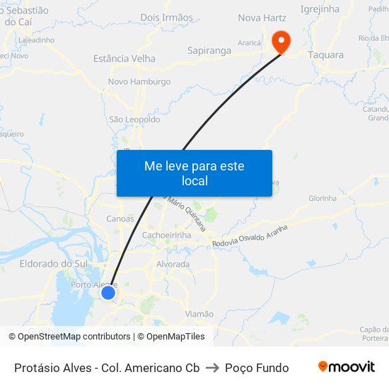 Protásio Alves - Col. Americano Cb to Poço Fundo map