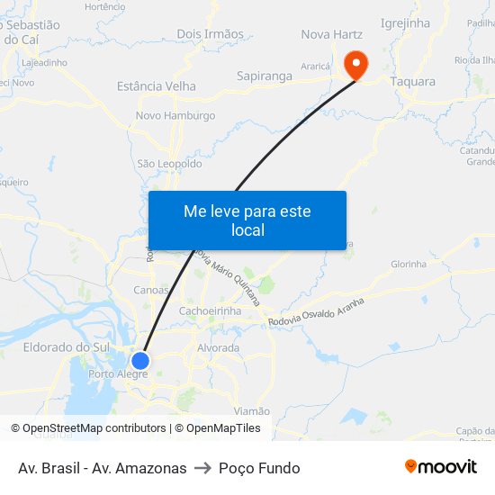 Av. Brasil - Av. Amazonas to Poço Fundo map