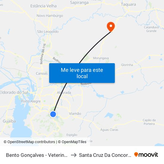 Bento Gonçalves - Veterinária to Santa Cruz Da Concordia map