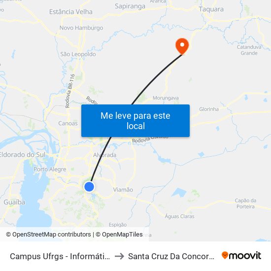 Campus Ufrgs - Informática to Santa Cruz Da Concordia map