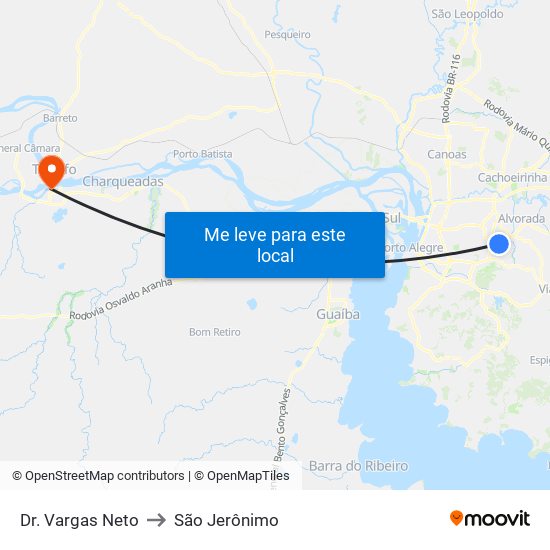 Dr. Vargas Neto to São Jerônimo map