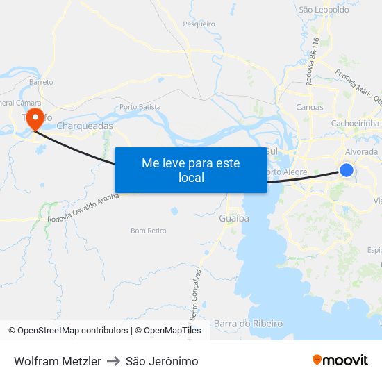 Wolfram Metzler to São Jerônimo map