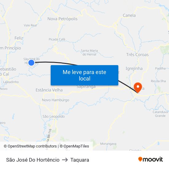 São José Do Hortêncio to Taquara map