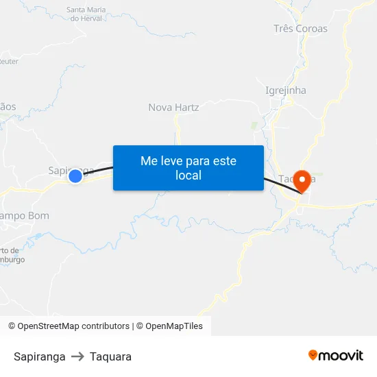 Sapiranga to Taquara map