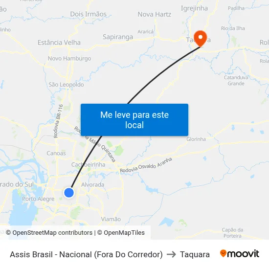 Assis Brasil - Nacional (Fora Do Corredor) to Taquara map