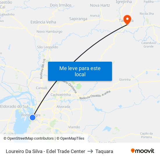 Loureiro Da Silva - Edel Trade Center to Taquara map