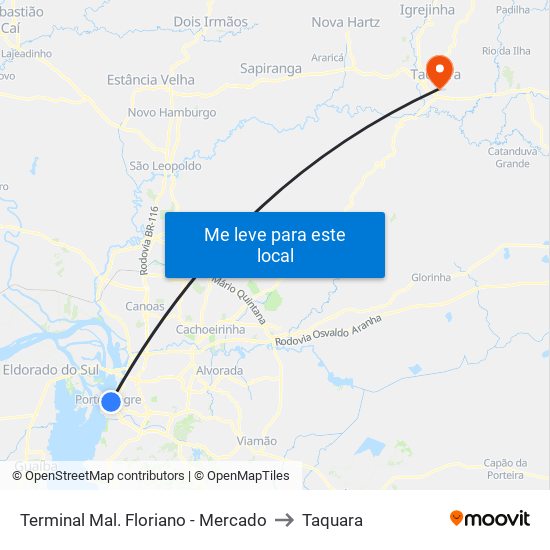 Terminal Mal. Floriano - Mercado to Taquara map