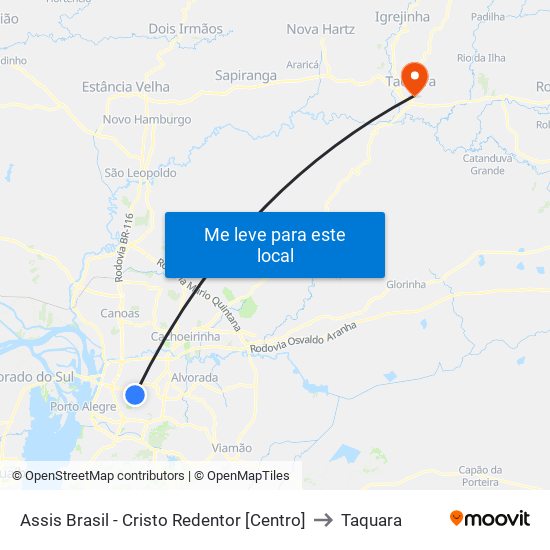 Assis Brasil - Cristo Redentor [Centro] to Taquara map