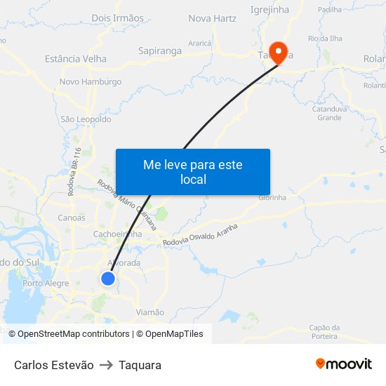 Carlos Estevão to Taquara map