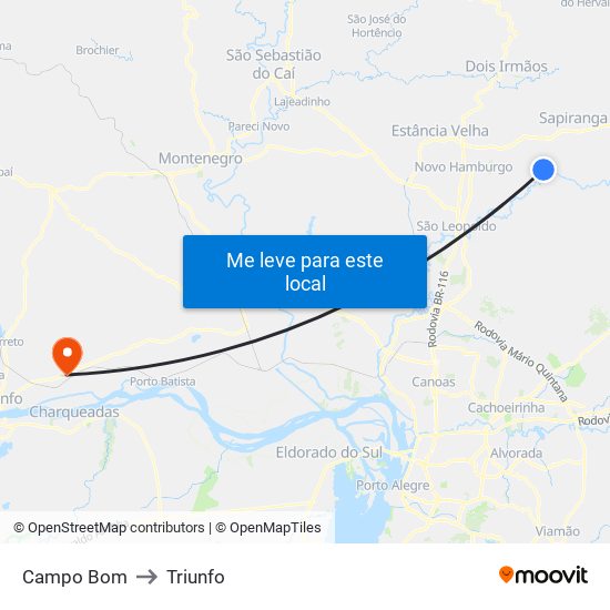 Campo Bom to Triunfo map
