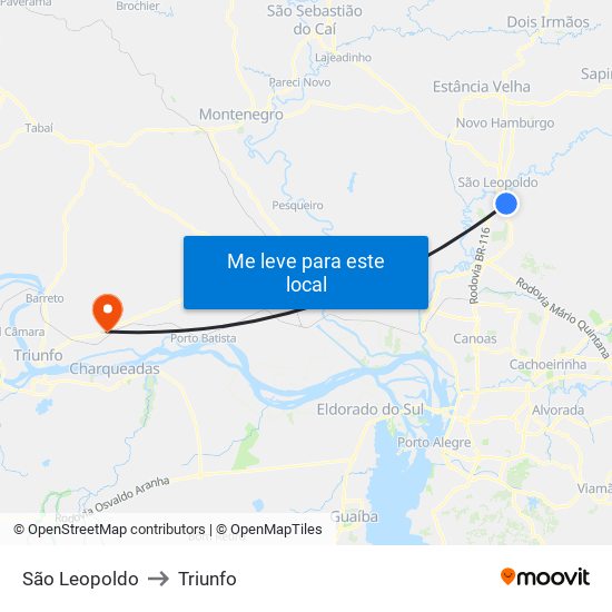 São Leopoldo to Triunfo map