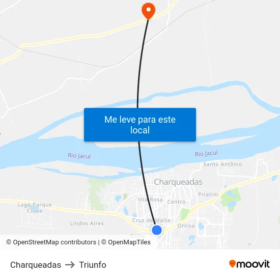 Charqueadas to Triunfo map