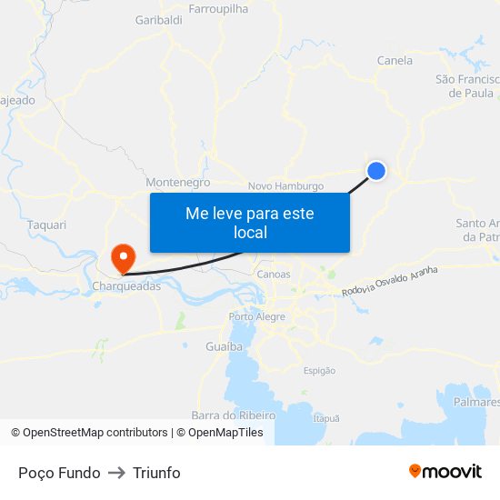 Poço Fundo to Triunfo map