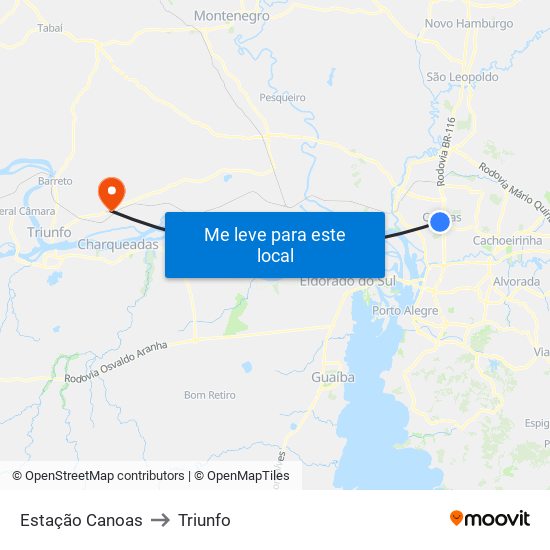 Estação Canoas to Triunfo map