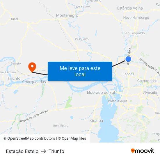 Estação Esteio to Triunfo map