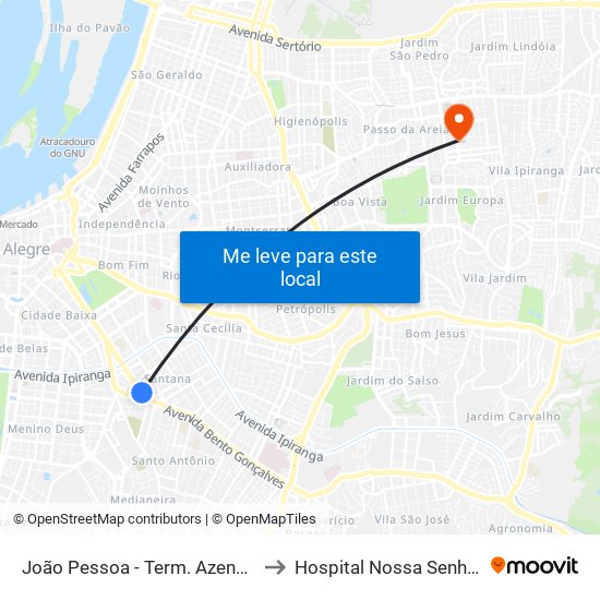 João Pessoa - Term. Azenha (Fora Do Corredor) to Hospital Nossa Senhora da Conceição map