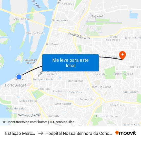 Estação Mercado to Hospital Nossa Senhora da Conceição map