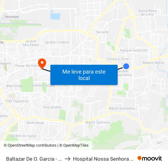 Baltazar De O. Garcia - Nacional Cb to Hospital Nossa Senhora da Conceição map