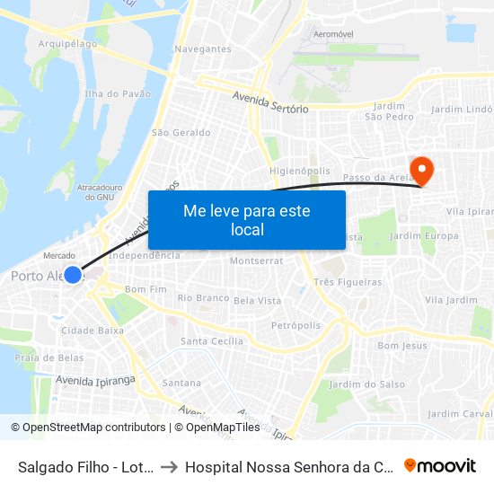 Salgado Filho - Lotações to Hospital Nossa Senhora da Conceição map