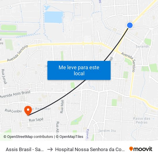 Assis Brasil - Sarandi to Hospital Nossa Senhora da Conceição map