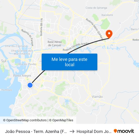 João Pessoa - Term. Azenha (Fora Do Corredor) to Hospital Dom João Becker map