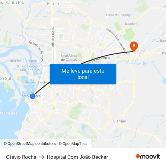 Otávio Rocha to Hospital Dom João Becker map