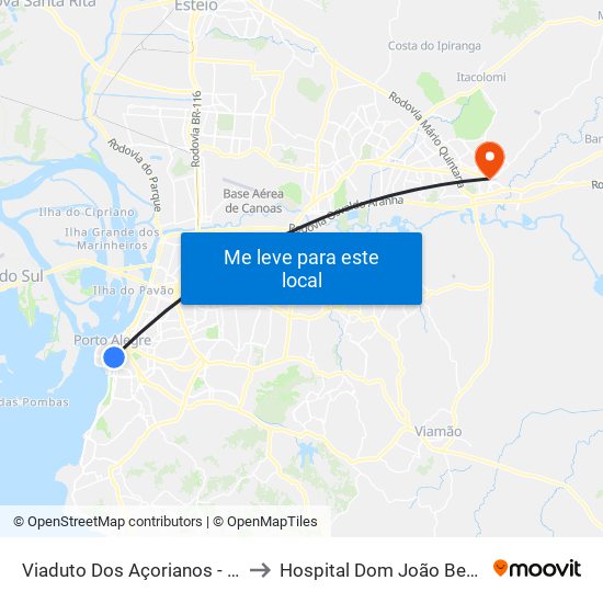 Viaduto Dos Açorianos - Oab to Hospital Dom João Becker map