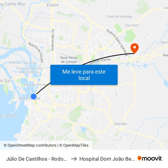 Júlio De Castilhos - Rodoviária to Hospital Dom João Becker map