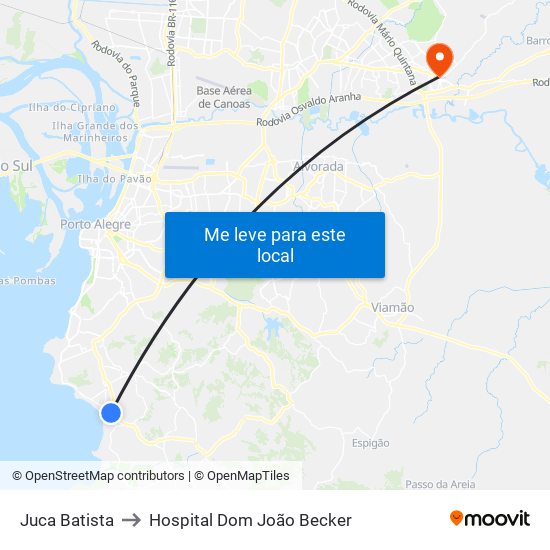 Juca Batista to Hospital Dom João Becker map